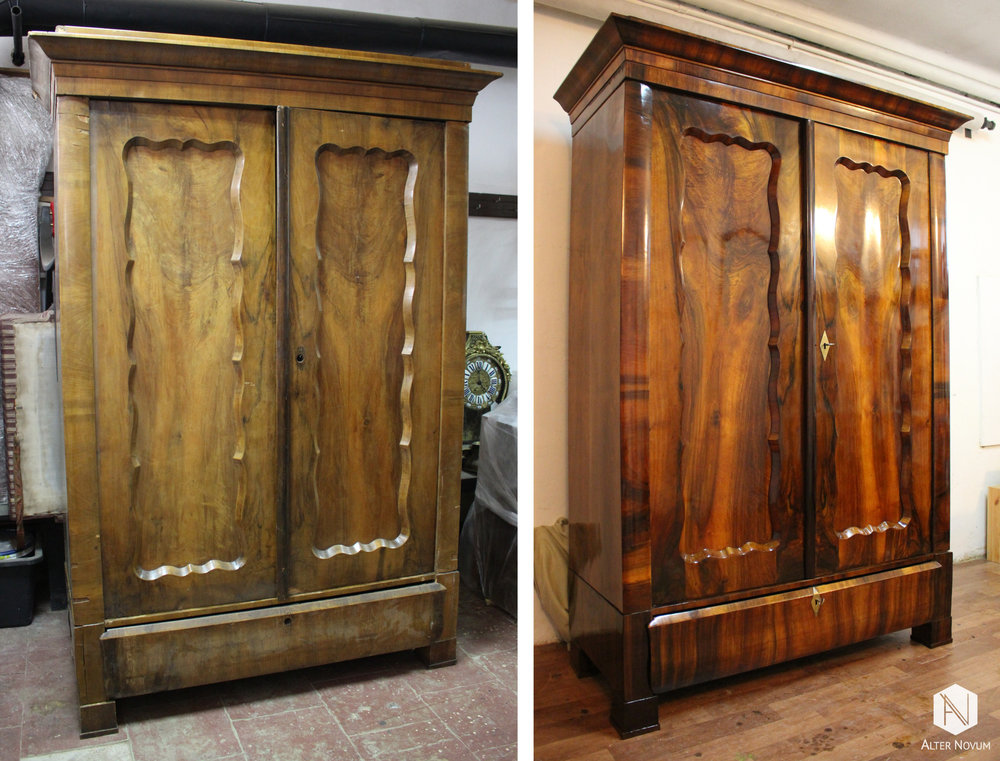 5. Zabytkowa szafa biedermeier po renowacji w Krakowie 5. Zabytkowa szafa biedermeier po renowacji w Krakowie